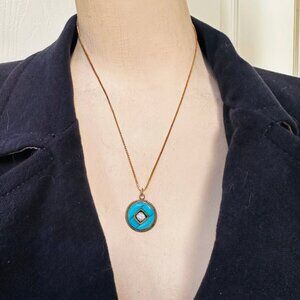 Vintage Gold Filled Turquoise Cubic Zirconia Necklace